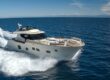 Yacht direct from shipyard cruising at sea